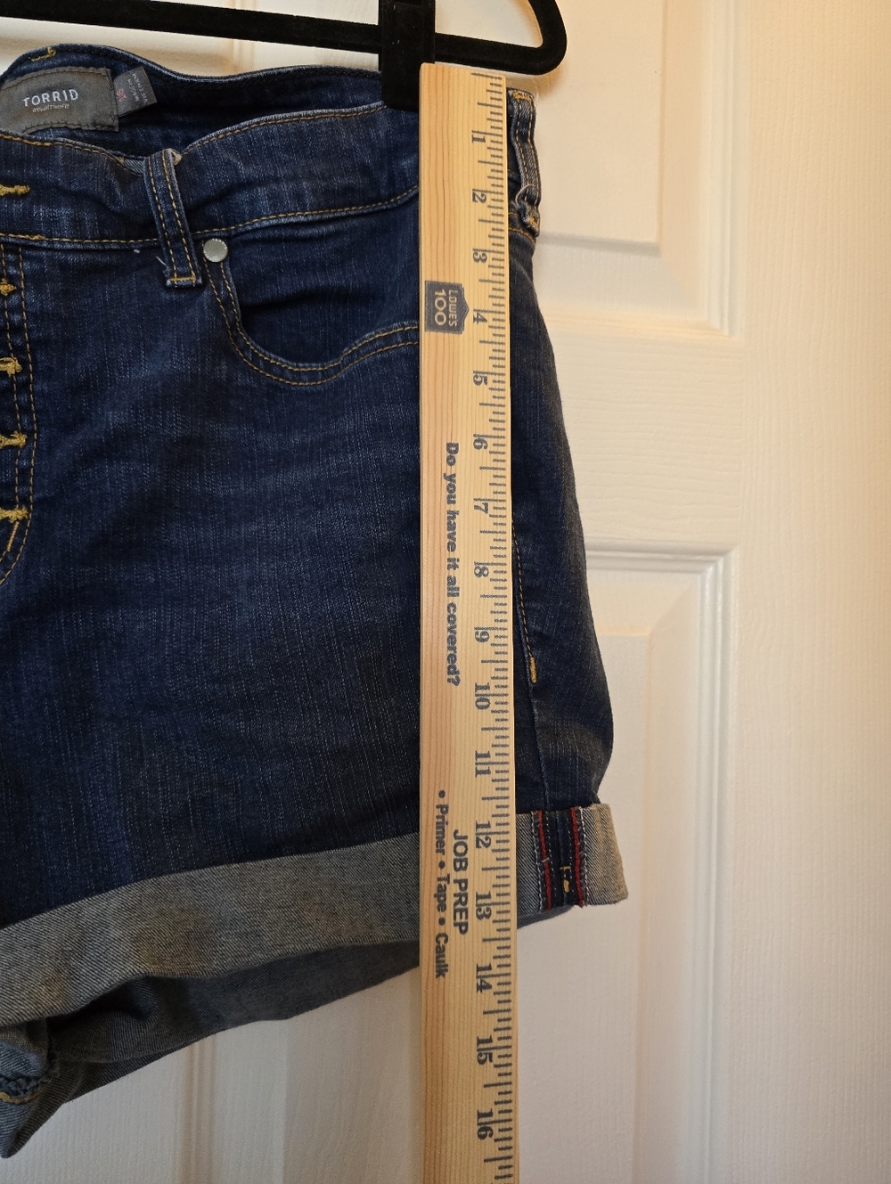Torrid Dark Blue Button-Front Cuffed Denim Shorts - Size 16 - Picture 5 of 7